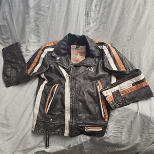 Diesel Black and Orange Leather Jacket
